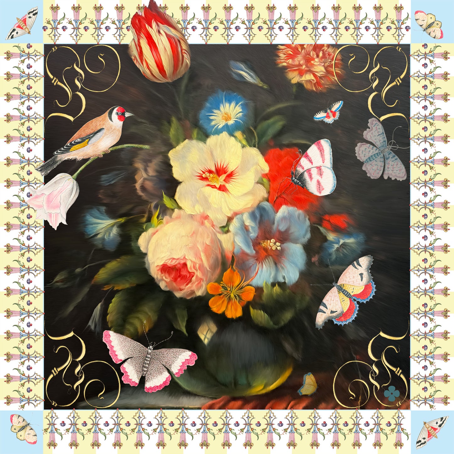 La Vie en Rose Silk Scarf by Diana Garreau