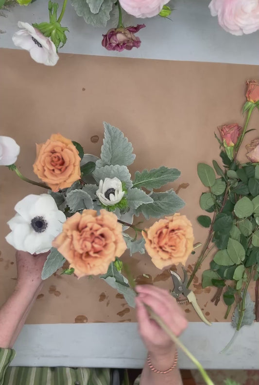 The Evelyn Garden Centerpiece beginner floral arranging video tutorial by Bill & Evelyn
